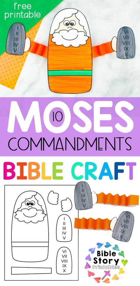 Moses Crafts For Kids, Moses Ten Commandments, Bible Story Printables, Toddler Sunday School, Toddler Bible, Preschool Bible Lessons, Kids Sunday School Lessons, Bible Activities For Kids, Bible Story Crafts