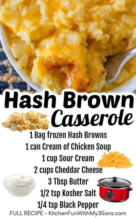 Crockpot Hashbrown Casserole, Cheesy Hashbrown, Hashbrown Breakfast, Hashbrown Casserole Recipe, Hashbrown Casserole, Hashbrown Breakfast Casserole, Hashbrown Recipes, Hash Brown Casserole, Brunch Dishes