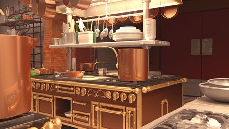 Ratatouille Kitchen, Lego Hotel, Kitchen Background, Room Concept, Sims Builds, Digital Story, Anime Backgrounds, Hotel Kitchen, Restaurant Concept