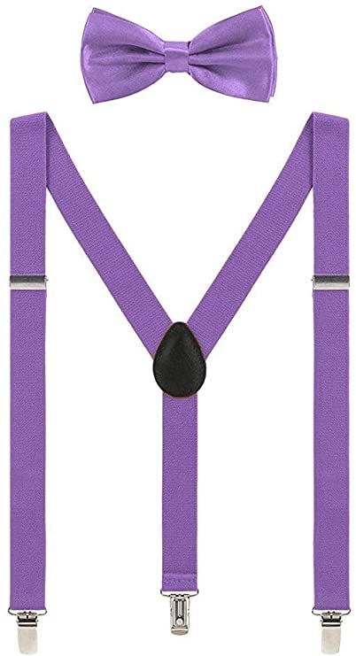 Purple Suspenders And Bow Tie, Quince Chambelanes, Wedding Light Purple, Bow Tie Outfits Men, Vestido Color Lila, Purple Wedding Rings, Light Purple Wedding, Purple Suspenders, Hslot Outfit Ideas