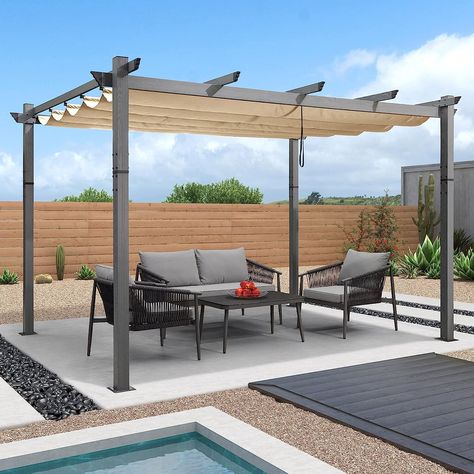 PURPLE LEAF 3 X 4 M Metal Pergola with Retractable Roof, Large Garden Pergola with Teak-finish Powder-coated Aluminum Fram for BBQ, Outdoor, Garden and Patio, Beige

£509.00 Pergola With Sun Shade, Patio Covering, Relaxing Outdoor Spaces, Pergola With Canopy, Modern Townhome, Pergola Metal, Retractable Pergola Canopy, Aluminium Pergola, Pergola Retractable