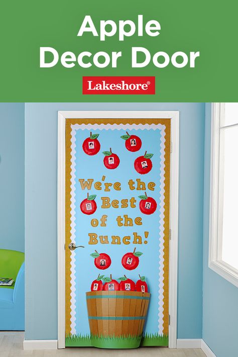 Back To School Apple Theme, Fall Apple Door Decorations Classroom, Apple Classroom Theme Bulletin Boards, Apple Decorations For Classroom, Apple Door Decorations Preschool, Apple Door Ideas For Classroom, September Classroom Door Ideas Preschool, Apple Theme Classroom Door, Apple Bulletin Boards Back To School