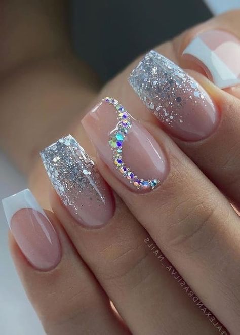 January Nail Designs, New Years Nails, New Years Nail Designs, New Years Eve Nails, January Nails, Fancy Nails Designs, Glam Nails, Nail Designs Glitter, Nails 2024