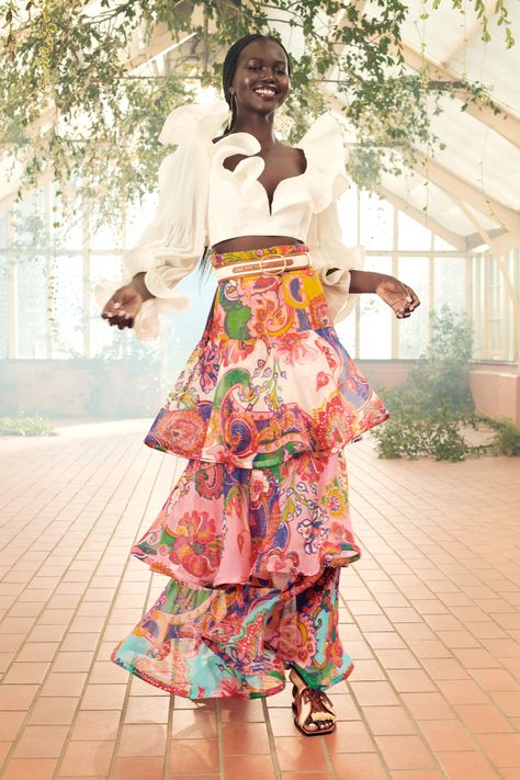 Zimmermann Resort, Ruffle Maxi Skirt, Bodice Top, Vogue Runway, Vogue Paris, Large Fashion, Long Skirt, Floral Skirt, High Low Dress