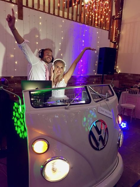 Hire this awesome Split Screen Campervan VW DJ Booth DJ Brian Mole Wedding Dj Booth, Club Design Interior, Wedding Dj Setup, Teddy Bear Picnic Birthday Party, Dj Stand, Pallet Bar Diy, Dj Setup, Master Of Ceremonies, Festival Theme