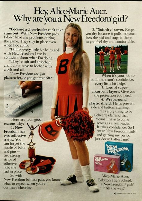 Pads High School Cheerleader, School Cheerleader, Freedom Girl, Lovely Bones, College Ad, 1980 Fashion, Blonde High, Vintage Feminine, Product Ads