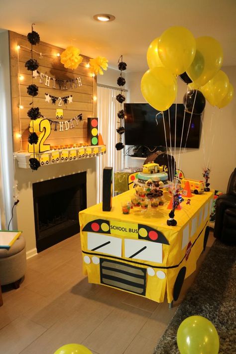 Wheels On The Bus Decorations, Bus Themed Birthday Party Decorations, School Bus 2nd Birthday, Two Cool For School Birthday Party, Wheels On Bus Birthday Party, Wheels On The Bus 1st Birthday Party, School Bus Birthday Theme, Wheels On The Bus Birthday Party Theme, Wheels On The Bus 2nd Birthday Party