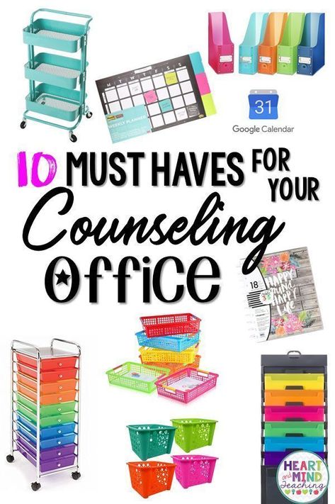 Ten must have items for your School Counseling Office. Start the school year out right with these helpful suggestions for back to school for School Counselors and get organized. School Counselor Organization, School Counseling Office Decor, Counselors Office, Counselor Decor, School Therapist, Elementary School Counseling Lessons, School Counselor Office Decor, School Guidance Counselor, School Counselor Resources