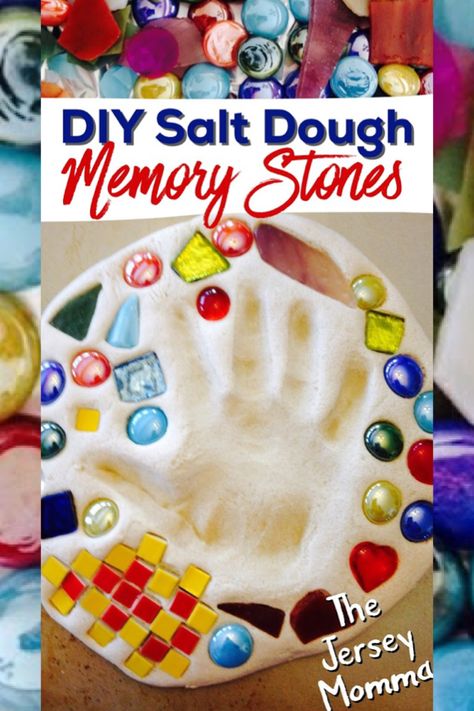 The Jersey Momma: How to Make Salt Dough Memory Stones DIY: Easy Crafts for Kids Memory Stones, Memorial Crafts, Diy Easy Crafts, Make Salt Dough, How To Make Salt Dough, Nanny Life, Preschool Room, Garden State, Stones Diy