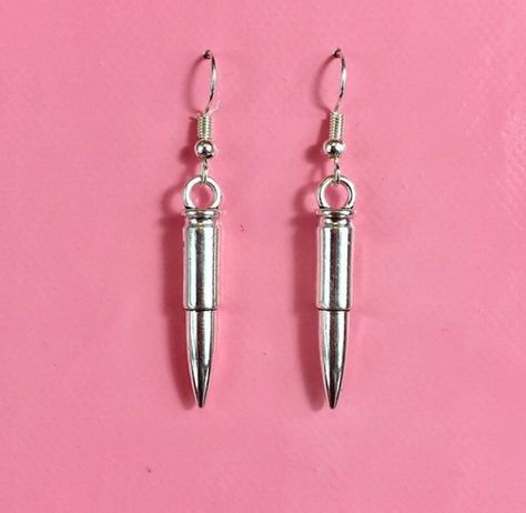 metal bullet earrings Heavy Metal Dangle Jewelry, Skull-shaped Metal Earrings, Bullet Keychain, Bullet Casing Jewelry, Bullet Earrings, Pen