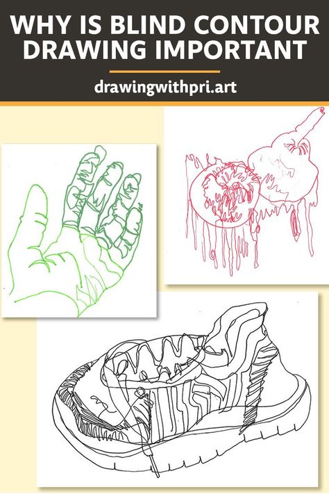 Importance of blind contour drawing. Contour Drawing Exercises, Contour Line Drawing Project, Blind Line Drawing, Contour Drawing Lesson, Beginning Drawing Lessons, Contour Line Art Lesson, Middle School Line Art Project, How To Teach Drawing, Visual Texture Drawing Ideas