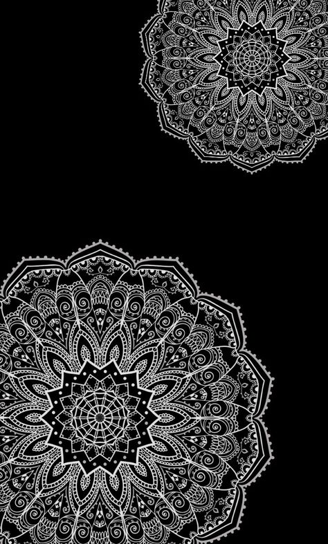 Pinterest // shutxthefrickup Black & White Mandala Phone Background/Wallpaper Mandala Aesthetic, Mandala Phone Wallpaper, Black Mandala Wallpaper, Mandala On Black Background, Mandala Background Wallpapers, Dark Mandala Wallpaper, Mandala Screensaver, Black Sheet Mandala Art, Mandala In Black Background