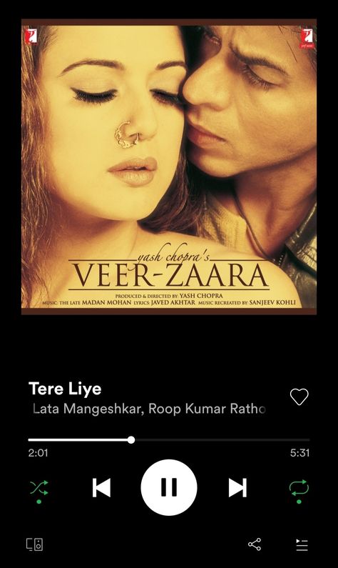 Veer Zara Movie, Veer Zara, Veer Zaara, Music Nerd, Lata Mangeshkar, Pretty Songs, Vanilla, Zara, Songs