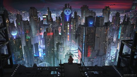 Cryto City, Jiwook Lee on ArtStation at https://www.artstation.com/artwork/LQ2z5 Art Deco City, Futuristic Cityscape, Sci Fi City, Cyberpunk Aesthetic, Cyberpunk City, Arte Cyberpunk, Fantasy City, Fantasy Places, Futuristic City