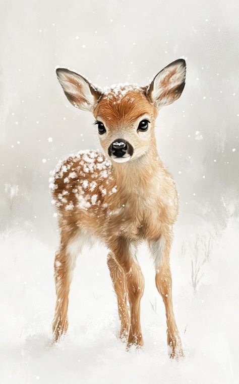 Winter Deer Art, Christmas Deer Illustration, Baby Deer Art, Intricate Illustration, Debi Coules, Deer Wallpaper, Deer Photos, Baby Animal Drawings, Deer Illustration