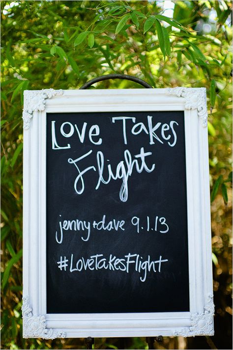 Love takes flight chalkboard ideas. Captured By: Janet Moscarello Photography ---> http://www.weddingchicks.com/2014/05/30/fill-your-wedding-with-beautiful-traditions/ Airplane Themed Wedding Ideas, Aviation Themed Wedding, Airport Wedding, Pilot Wedding, Aviation Wedding Theme, Gluten Free Wedding, Airplane Wedding, Aviation Wedding, Travel Bridal Showers