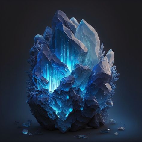 Glowing Crystal Art, Dark Blue Crystals Aesthetic, Blue Crystal Aesthetic, Blue Crystals Aesthetic, Fantasy Crystal Art, Dream Drawing Ideas, Drawing Ideas Dark, Instagram Aesthetic Inspiration, Fantasy Crystal