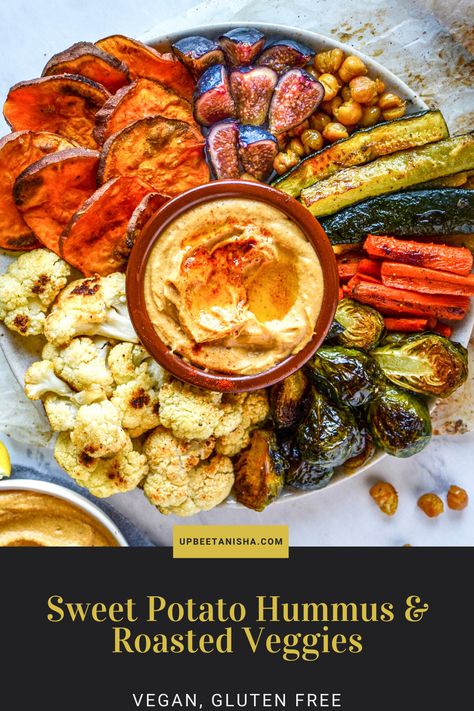 A snack plate with all my favorite fall things! If there’s any kind of hummus that is right for this season, it’s sweet potato hummus. Paired with all the roasted veggies and you’ve got yourself a fun plant-based meal. Roasted Fall Veggies, Potato Hummus, Hummus Platter, Veggie Plate, Chickpea Snacks, Sweet Potato Hummus, Hummus Ingredients, Fall Veggies, Crunchy Chickpeas