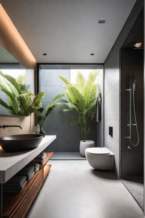 Modern bathroom with skylight and walk-in shower Bali Luxury Villas, Ubud Villas, Tropical Bathroom, Modern Bathroom Remodel, Zen Bathroom, Bright Bathroom, Washroom Design, Tropical House, Chic Bathrooms