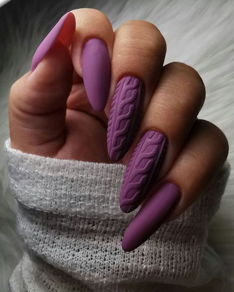 Ombre Acrylic, Simple Spring Nails, Purple Nail Designs, Sweater Nails, Matte Nails Design, Purple Nail, Her Nails, Winter Nail Designs, Nails Polish