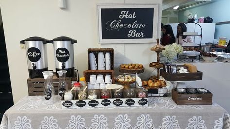 Party Coffee Station, Rustic Vow Renewal, Coffee Station Wedding, Coffee Bar Party, Coffee Bar Wedding, Hot Chocolate Drink, Coffee Bar Station, Diy Coffee Bar, Hot Chocolate Bar