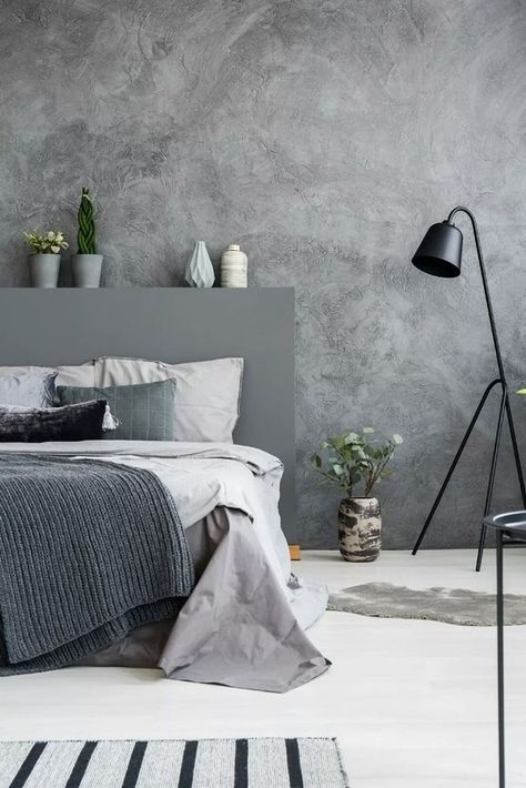 Limewash Paint: The Natural Choice for a Breathable, Beautiful Home Concrete Bedroom, Limewash Walls, Concrete Walls, Wall Texture Design, Dekorasi Kamar Tidur, Living Room Makeover, Home Room Design, Grey Walls, Home Decor Bedroom