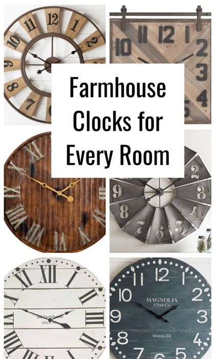 Farmhouse Style Clocks are beautifully rustic and charming in any room fo the house- kitchen| dining| living. Would even look great as part of a gallery wall. #farmhouse #rustic #home #homedecor #gallerywall #clocks #whattimeisit #living #ad Farmhouse Clock Wall Decor Living Room, Kitchen Clocks Wall Ideas, Small Modern Farmhouse Kitchens, Clock Wall Decor Living Room, Gallery Wall Farmhouse, Farmhouse Clock, Farmhouse Clocks, Farmhouse Wall Clocks, Farmhouse Wall Clock