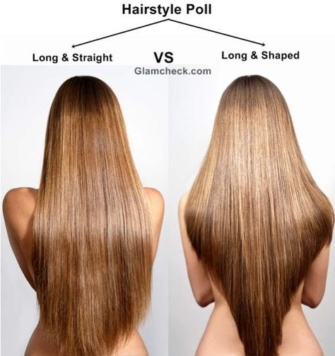 Hairstyle Poll - Long and Straight vs Long and Shaped Layered Haircut Back View, Hair Cuts Back View, V Haircut With Layers, Round Haircut, Long Straight Layered Hair, Haircut Back View, Round Layers, Long Layered Haircut, V Shaped Haircut