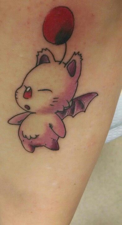 My Moogle tattoo Moogle Tattoo, Random Tattoos, Pieces Tattoo, Tattoo You, Paw Print Tattoo, Final Fantasy, Cool Tattoos, Tatting, Tattoo Ideas