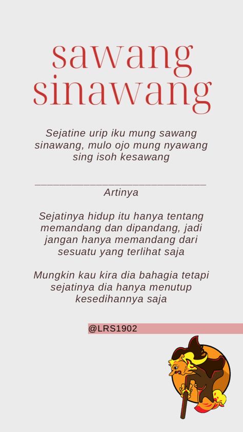 #sawangsinawang #pepatahjawa #jawa Geguritan Basa Jawa, Java Quotes, Ali Bin Abi Thalib, Rainbow Quote, Good Insta Captions, Short Islamic Quotes, Postive Life Quotes, Quotes Indonesia, Self Reminder