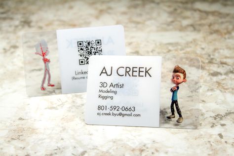 Clear Business Card with QR Code Wood Business Card, Clear Business Cards, Illustration Business Cards, Plastic Business Cards, Wood Business, Wood Business Cards, Business Card Stand, Qr Code Business Card, Paper Cutout Art