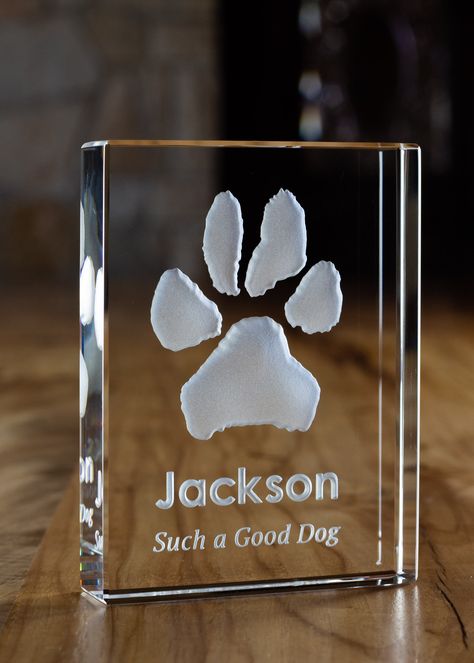 Pet Memorials Zoo Marketing, Paw Print Memorial, Dog Frames, Pet Paw Print, Engraved Crystal, Remembrance Gifts, Pet Memorial Gifts, Pet Paws, Dog Memorial