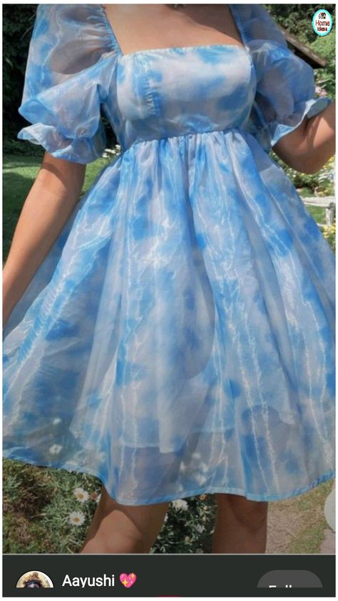 Balloon Frock For Women, Plain Organza Frocks For Women, Outfit Casual Verano, Frocks For Teenager, Cute Frocks, Short Frocks For Women, Outfit Inspo For School, Cute Winter Outfit, Short Frocks