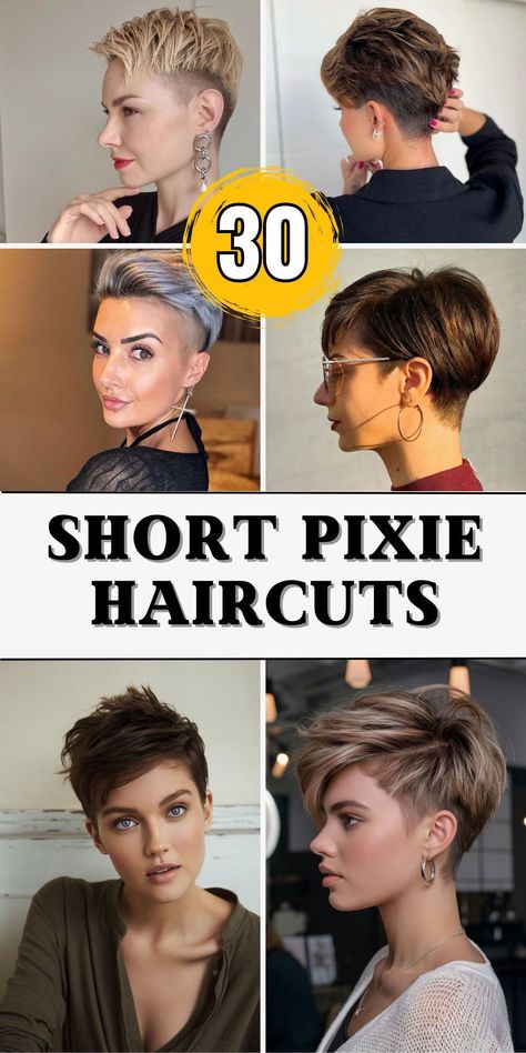 Explore 30 short pixie haircuts for women that offer a stylish and modern lookFrom super short cuts for thick hair to pixie cuts for fine hairthese styles are perfect for any occasionWomen with curly hair and fine hair over 50 will appreciate the volume and texture these cuts provideAdd bangs or an undercut for a boldedgy lookand choose a style that flatters your round or chubby face. Short Pixie Thick Hair, Women Undercut Short Hair, Edgy Long Pixie Haircuts, Pixies For Thick Hair, Asymmetrical Pixie Edgy Fine Hair, Women’s Short Haircuts, Short Cuts For Thick Hair, Pixie Cuts For Curly Hair, Cuts For Curly Hair