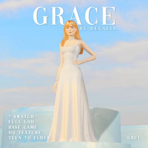 Grace by Regalia (Early Access) | Patreon Sims 4 Cc White Dress, Sims 4 Wedding Dress, Sims Packs, Pelo Sims, Tumblr Sims 4, Sims 4 Expansions, Casas The Sims 4, Sims 4 Dresses, Sims 4 Characters