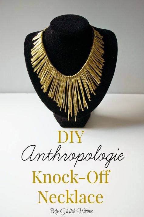 DIY Anthropologie Knock-Off Necklace - My Girlish Whims Creative Diy Jewelry, Diy Collar Necklace, Diy Anthropologie Jewelry, Fringe Necklace Diy, Anthropologie Diy, Diy Anthropologie, Diy Collares, Diy Fringe, Anthropologie Necklace