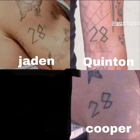 Cooper Noriega Tattoo, Jaden Hossler Tattoo, Jxdn Tattoos, Cooper Tattoo, 28 Tattoo, Cooper Noriega, Quinton Griggs, Brandon Arreaga, Angel Boy