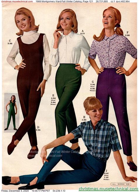 60s Fashion Women 1960s Outfits Pants, 1966 Womens Fashion, 60s Fashion Pants, 1960s Womens Fashion, 60s Fashion Women 1960s Outfits, 1960s Jumpsuit, 60s Fashion Magazine, Sixties Outfits, Cool Fall Outfits