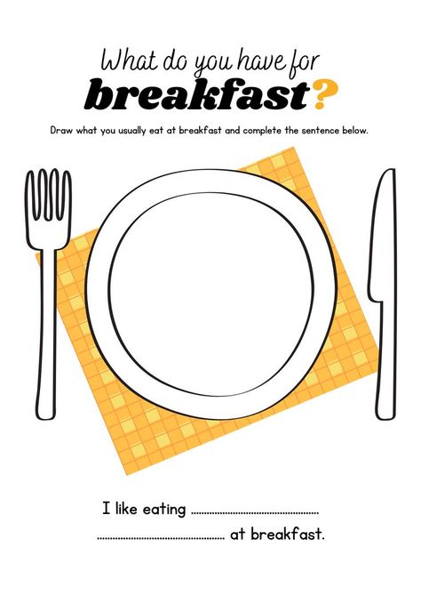 What Do You Have for Breakfast Drawing and Writing Activity Worksheet Breakfast Drawing Ideas, Breakfast Preschool Activities, Breakfast Activities For Preschool, Breakfast Drawing, Food Worksheet, Drawing Food, Colorful Drawing, English Teaching Materials, Activity Worksheet