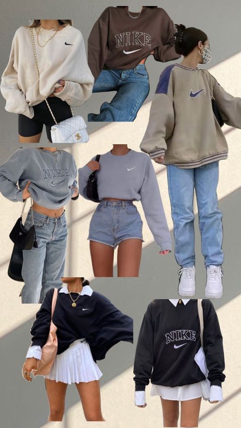 nike sweatshirt outfit ideas Nike Jumper Outfit, Nike Sweatshirts Outfit, Jumper Outfit Ideas, Nike Sweatshirt Outfit, Sweatshirt Outfit Ideas, Nike Jumper, Jumper Outfit, Nike Sweatshirt, Sweatshirt Outfit