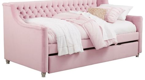 Alena Pink 3 Pc Twin Daybed with Trundle Trundle Bed Room, Pink Daybed, Full Daybed With Trundle, Daybed Ideas, Rooms To Go Furniture, Full Daybed, Trundle Beds, Daybed Room, Twin Daybed With Trundle