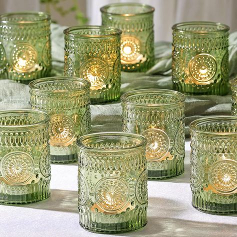 Amazon.com: DEVI 24pcs Clear Glass Votive Candle Holders, Vintage Candle Holder for Votives&Tea Lights&Floating Candles, Wedding Decorations for Receptions, Fall Wedding Christmas Centerpieces Table Decoration : Home & Kitchen Christmas Party Table Decorations, Table Decor Vintage, Green Wedding Decorations, Green Candle Holders, Christmas Party Table, Party Table Decor, Glass Votive Candle Holders, Green Baby Shower, Green Candle