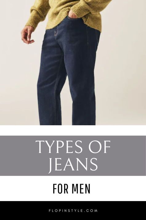 Explore the ultimate guide to men's jeans styles in our latest blog post. From classic straight jeans to trendy bootcut and slim fits, discover the perfect pair for your men's outfit collection. Learn more at flopinstyle.com Blue Jeans Winter Outfit Men, Jean Outfits Men, Best Pants For Men, Mens Jeans Guide, Mens Jeans Fit, Mens Work Outfits, Classic Straight Jeans, The Best Jeans, Jeans Outfit Men