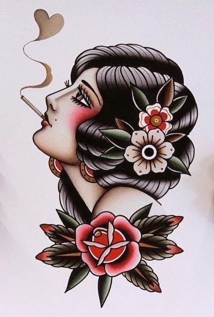 Traditional Tattoo Face, Traditional Tattoo Woman Face, Traditional Tattoo Girls, Traditional Tattoo Prints, Traditional Tattoo Outline, Traditional Tattoo Woman, Shoulder Cap Tattoo, Face Tattoos For Women, Traditional Style Tattoo