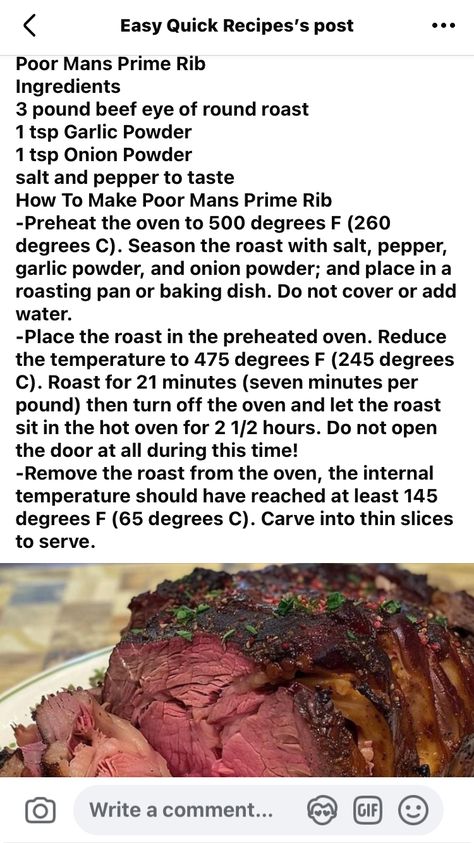 Poor men’s prime rib Poor Man Prime Rib Round Roast, Poor Man Prime Rib, Poor Man’s Prime Rib, Easy Prime Rib Recipe Ovens, Boneless Prime Rib Roast Oven, Poor Mans Prime Rib, 2024 Cocktails, Boneless Prime Rib Roast, Property Pictures