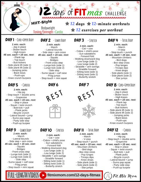 Workout Games For Adults, Christmas Workout Challenge, Fitmas Challenge, 12 Days Of Fitmas, Workouts Weights, Quick Full Body Workout, Month Workout Challenge, Agility Workouts, Christmas Workout