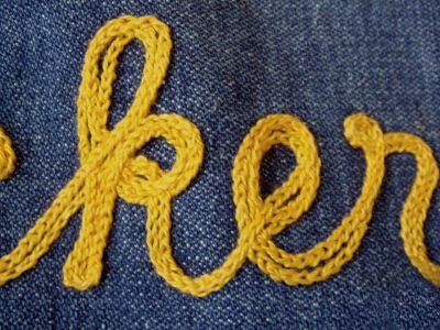 Chainstitch Lettering Chain Stitch Machine Embroidery, Vintage Chainstitch Embroidery, Chain Embroidery Stitch, Embroidery Chain Stitch, Chain Embroidery, Chain Stitch Embroidery, Patches Fashion, Embroidery Library, Graphics Inspiration