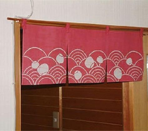 Noren+Kyoto+/+Wave+Rose+Japanese+Batik+Japan+Door+Curtain+Divider+SE+85+x+30cm+#SHOUBIENKYOTO Pink Japan, Curtain Divider, Japanese Curtains, Noren Curtains, Japan Gifts, Upcycle Decor, Beautiful Curtains, Hand Draw, Door Curtain