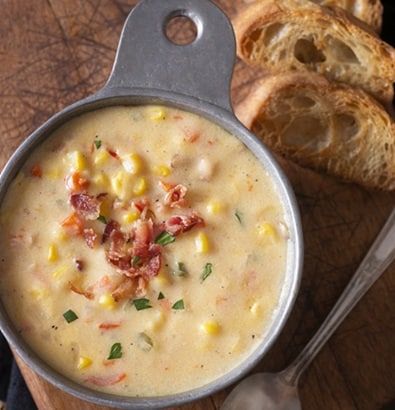 This comforting soup is rich and delicious. Crawfish tails, veggies and cream make it a perfectly hearty soup to serve with dinner. Panera Corn Chowder Recipe, Mexican Street Corn Chowder, Street Corn Chowder, Mexican Corn Chowder, Summer Corn Chowder, How To Thicken Soup, Perfect Roast Chicken, Corn Chowder Recipe, Chowder Soup