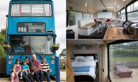 Andrew and Lisa-Jane Powis, from Ryton, Shropshire, bought the Lleyland Atlanteen bus off eBay for just £2,500 and spent six weeks transforming it into a unique camper van. School Bus Tiny House, Converted Bus, Bus Living, School Bus Conversion, Bus House, Decker Bus, Vintage Caravans, Bus Life, Kitchen Remodel Design